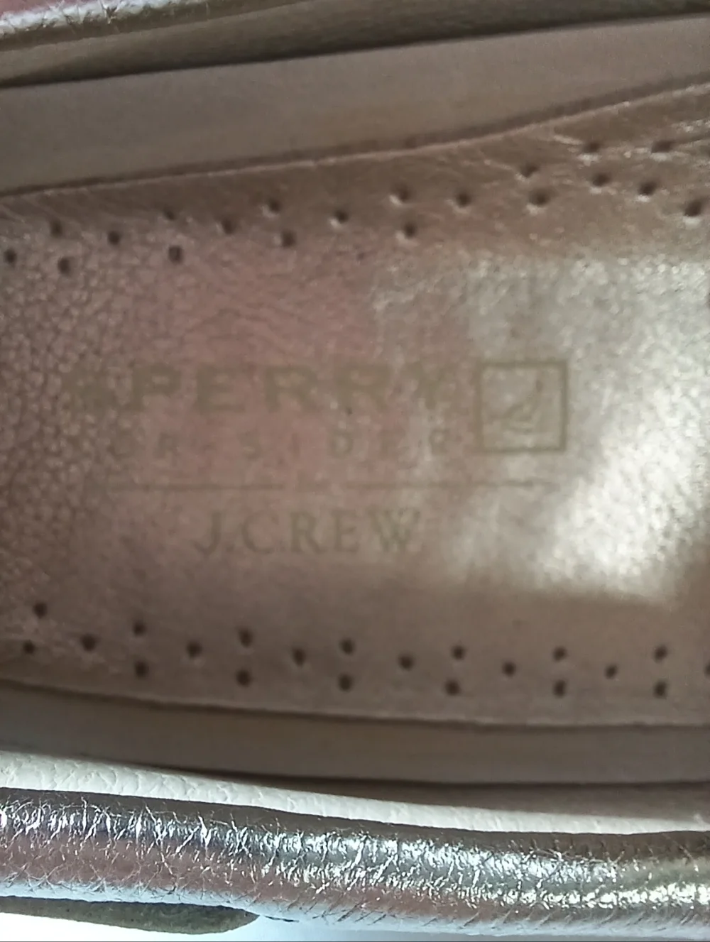 Sperry 2 Eye Boat Shoe Top Sider Metalic Gold Leather Flat Loafer Preppy Size 10 - Picture 8 of 11